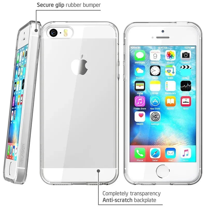 Clear TPU Silicone Case for iPhone SE 2020/2022, 6/6S/7/8/Plus, 5/5S | Soft Transparent Back Cover for Apple Devices