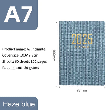 2025 A7 Pocket Planner – 365 Day PU Cover Notebook, Daily & Weekly Calendar, Office & School Agenda