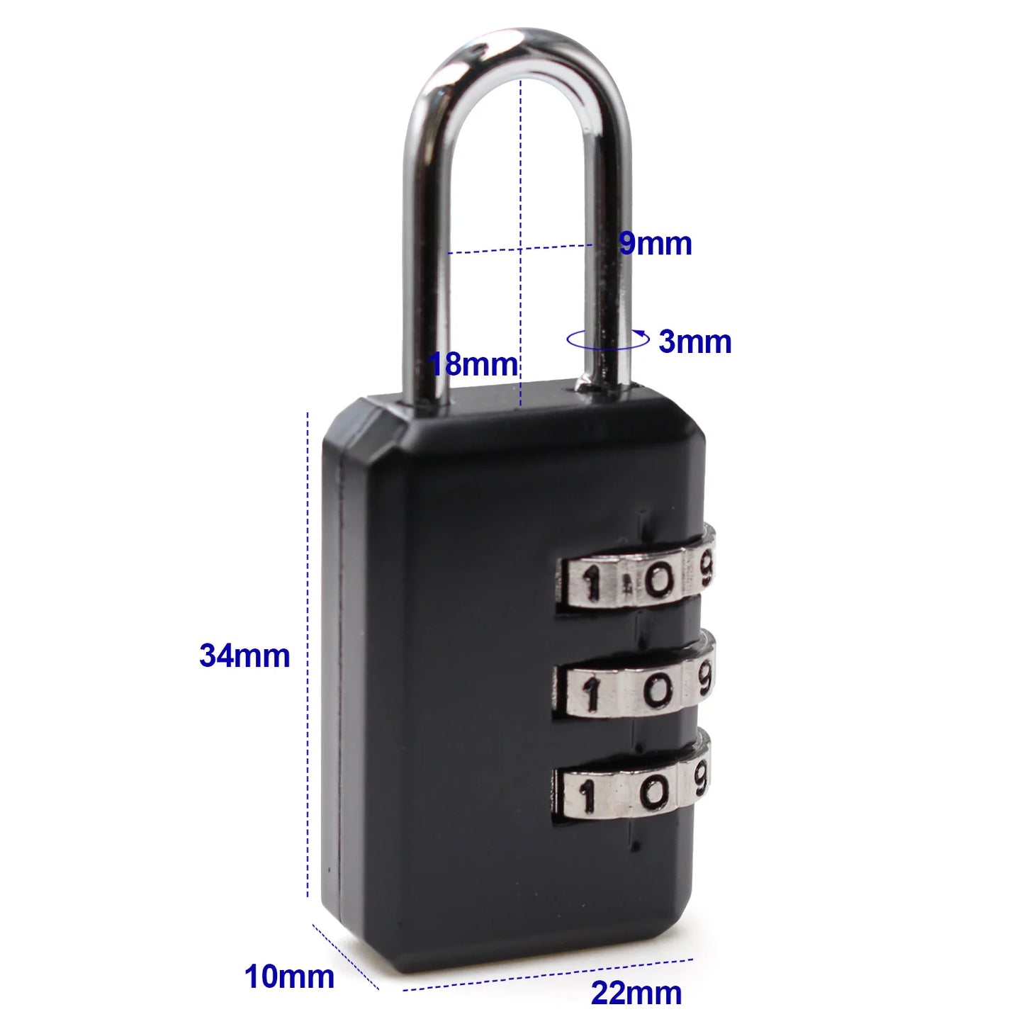 Small 3-Digit Combination Lock – Luggage, Backpack, Toolbox & Locker Padlock for Travel and Security