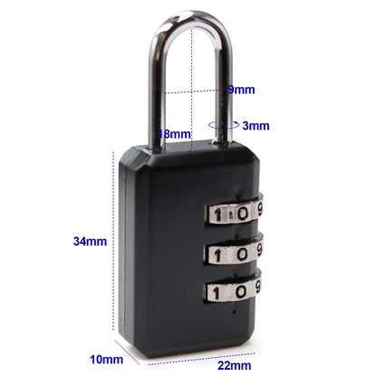 Small 3-Digit Combination Lock – Luggage, Backpack, Toolbox & Locker Padlock for Travel and Security