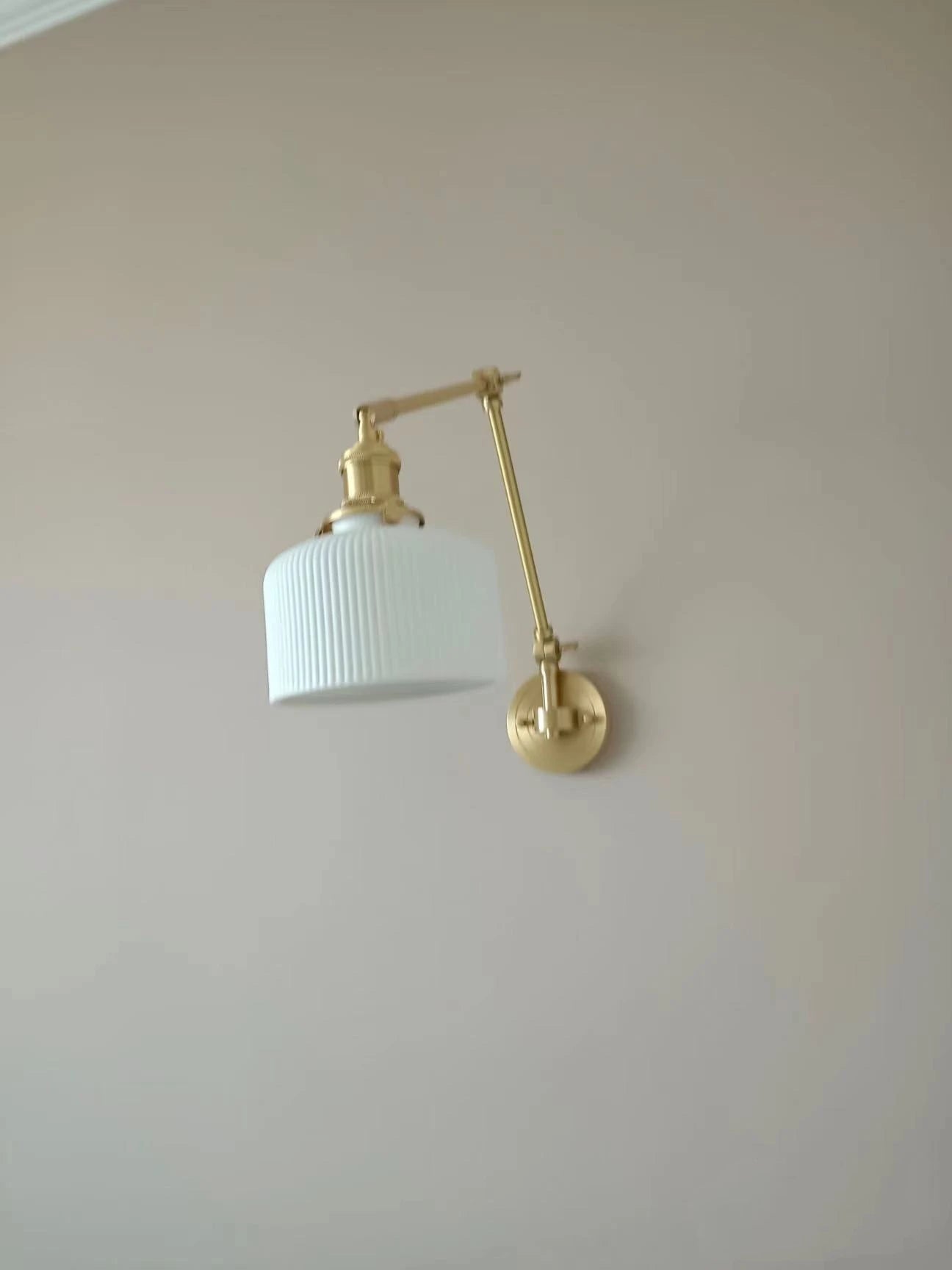 IWHD 2022 Ceramic Copper LED Wall Lamp — Adjustable Swinging Long Arm Light for Bedroom & Living Room