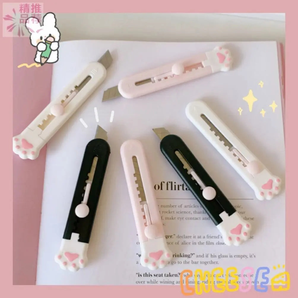 Kawaii Mini Pocket Cat Paw Utility Knife - Paper Cutter, Craft Wrapping, Refillable Blade Stationery, Big Sale