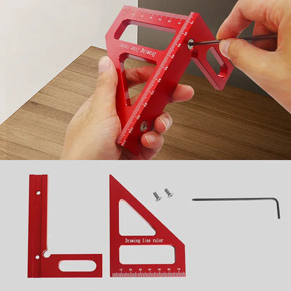 Aluminum Alloy Woodworking Square Protractor | High Precision Miter Triangle Ruler for Engineers & Carpenters