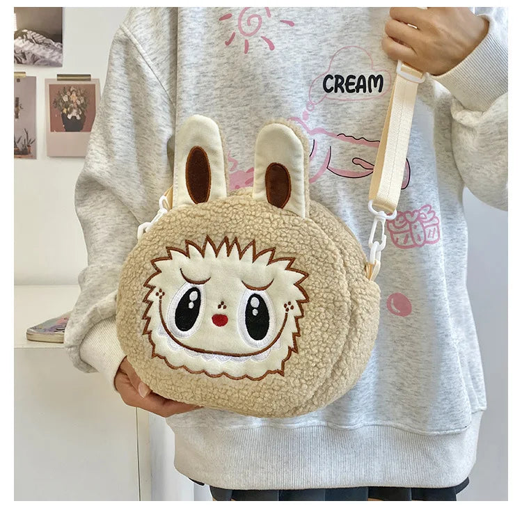 Labu Cartoon Crossbody Plush Bag – Kids Backpack & Shoulder Bag Doll Change Purse, Perfect Gift for Girls