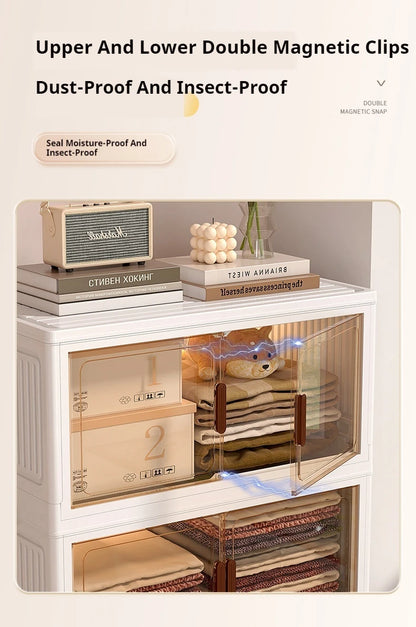 2025 Folding Living Room Cabinet – Multifunction Rolling Closet Organizer with Large Capacity Storage