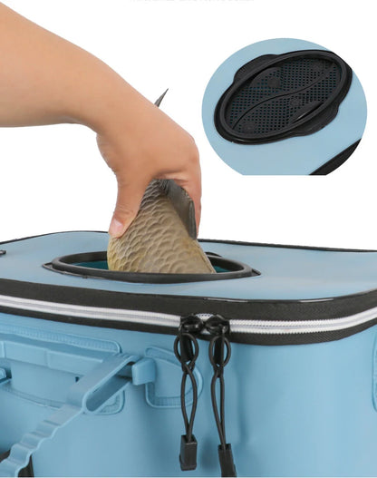 Multifunction Fishing Bucket with Oxygen Pump – Portable Tackle Box & Live Fish Storage Barrel for Camping & Outdoor