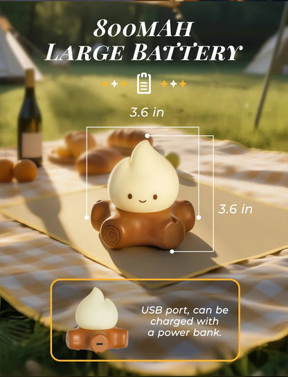 Campfire LED Night Light with White Noise – Creative Room Desk Lamp for Kids Gift