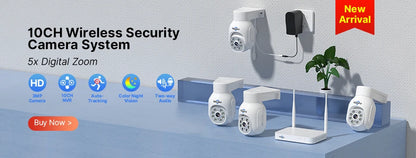 Hiseeu 10CH 5MP WiFi Security Camera System — H.265 NVR with Color Night Vision, Human Motion Detection & 2-Way Audio Outdoor Cameras