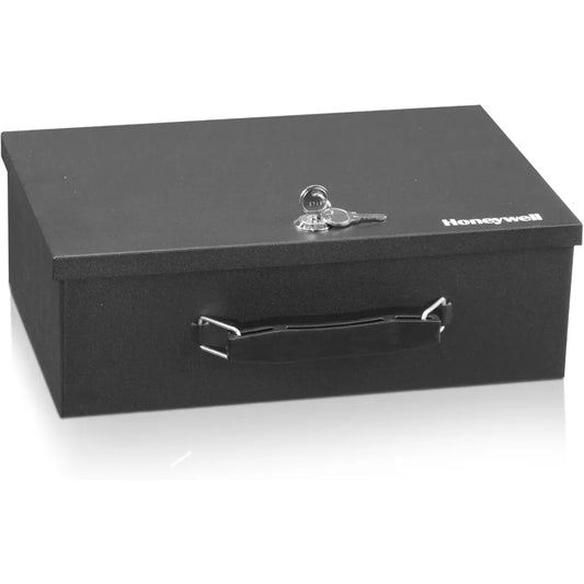 Fireproof Lock Box — Safe for Documents, Jewelry & Money | 0.17 Cubic Feet with Keys, Black