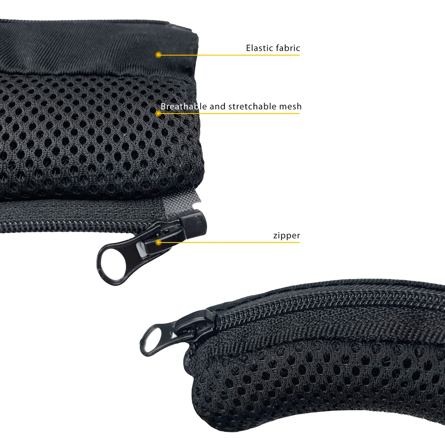 Realhigh Headband Cover: Breathable Mesh Cloth Zipper for Anker Soundcore Life Q10/Q20/Q30/Q35BT Headphones - Head Beam Protection