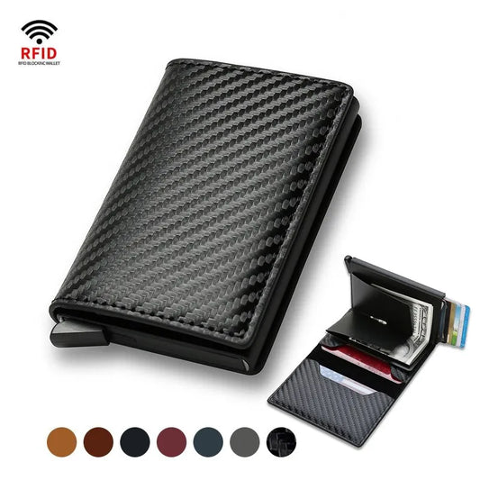 RFID Aluminum Men's Wallet - Carbon Fiber Business Slim Thin Smart Wallet Credit Cardholder Case with Note Holder
