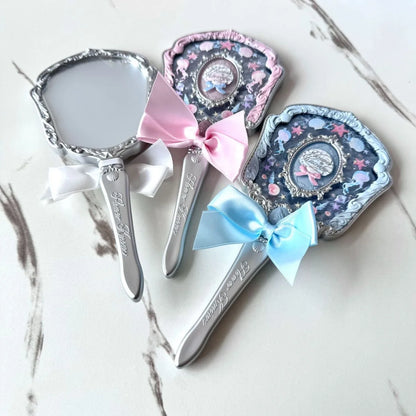 Flower Knows Angel Series Handheld Mirror – White, Black & Pink Compact Mirror