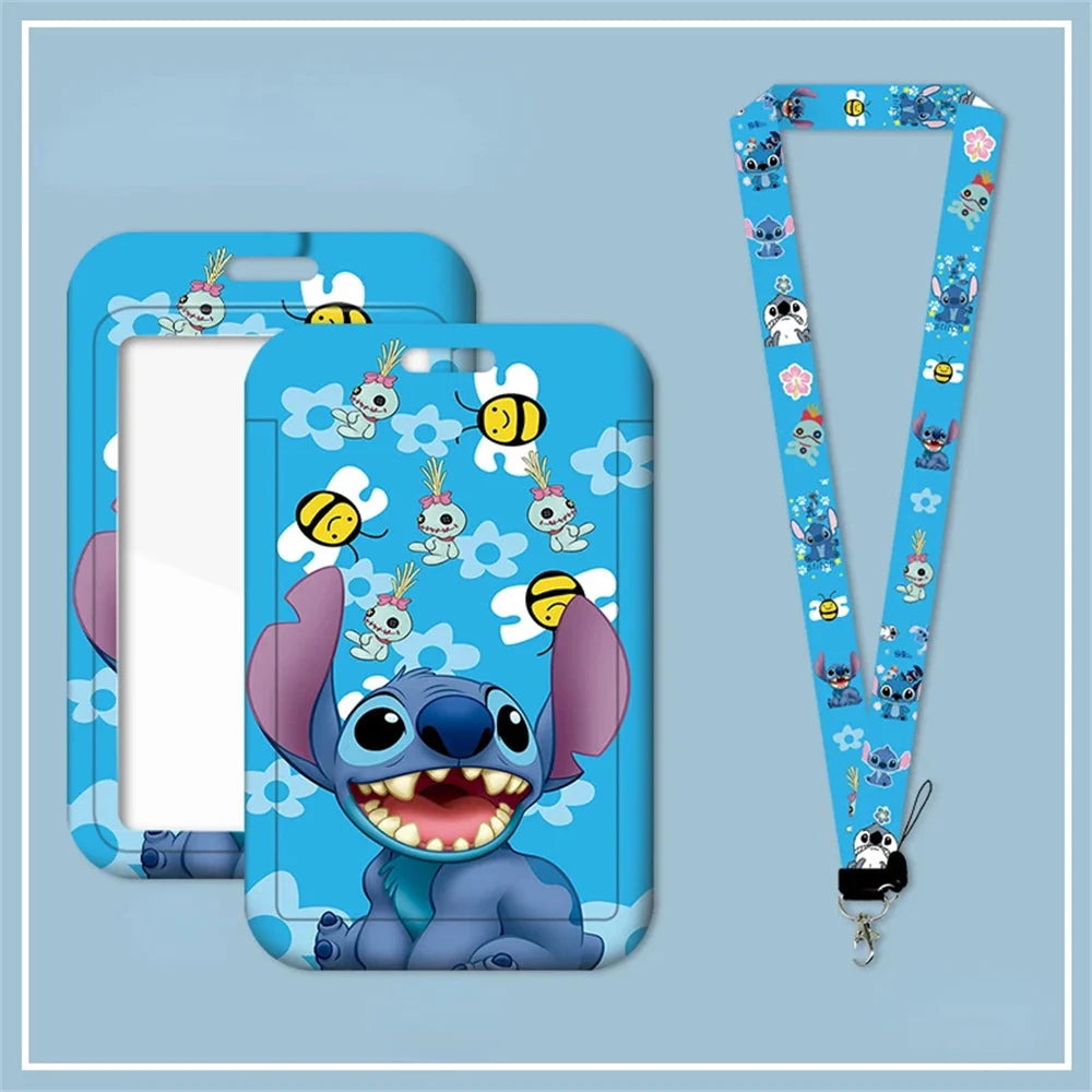 Disney Anime Stitch Badge Holder – Kawaii Card Holder Lanyard for Students, Kids, Campus Neck Strap Gift