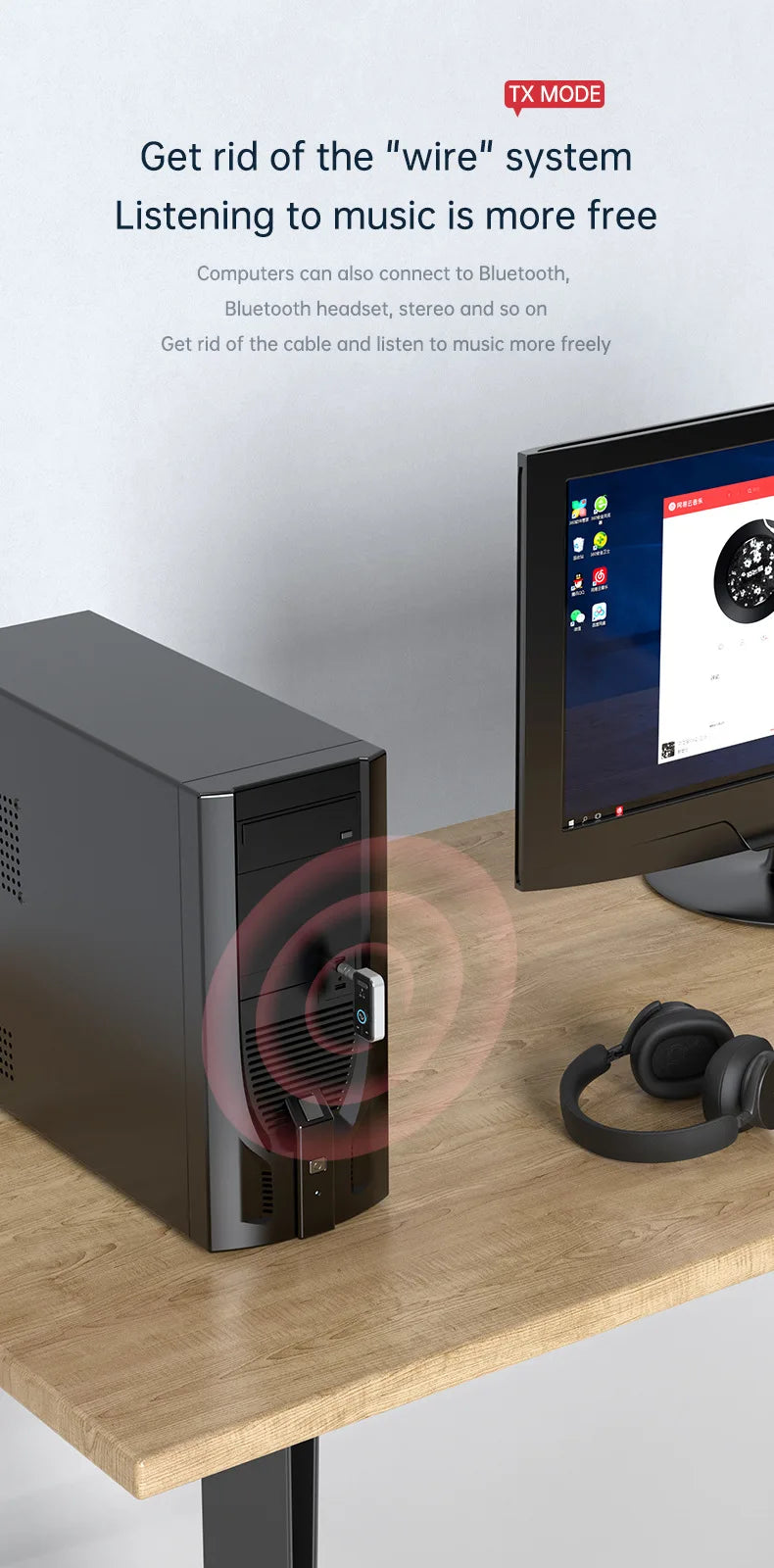 Bluetooth 5.3 Audio Adapter – Wireless Transmitter & Receiver for Car, Music, Headphones, Speakers, 3.5mm AUX