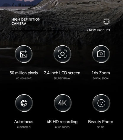 Xiaomi 4K Digital Camera – 50MP, 16X Zoom, Anti-Shake, Flash, Outdoor Student Video Recorder