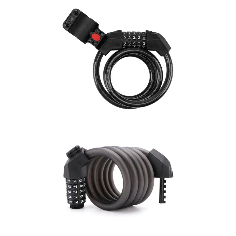 Universal Bicycle Lock - Mountain Bike 5 Digit Password Lock - Portable Anti-theft Security Steel Chain Motorcycle Lock