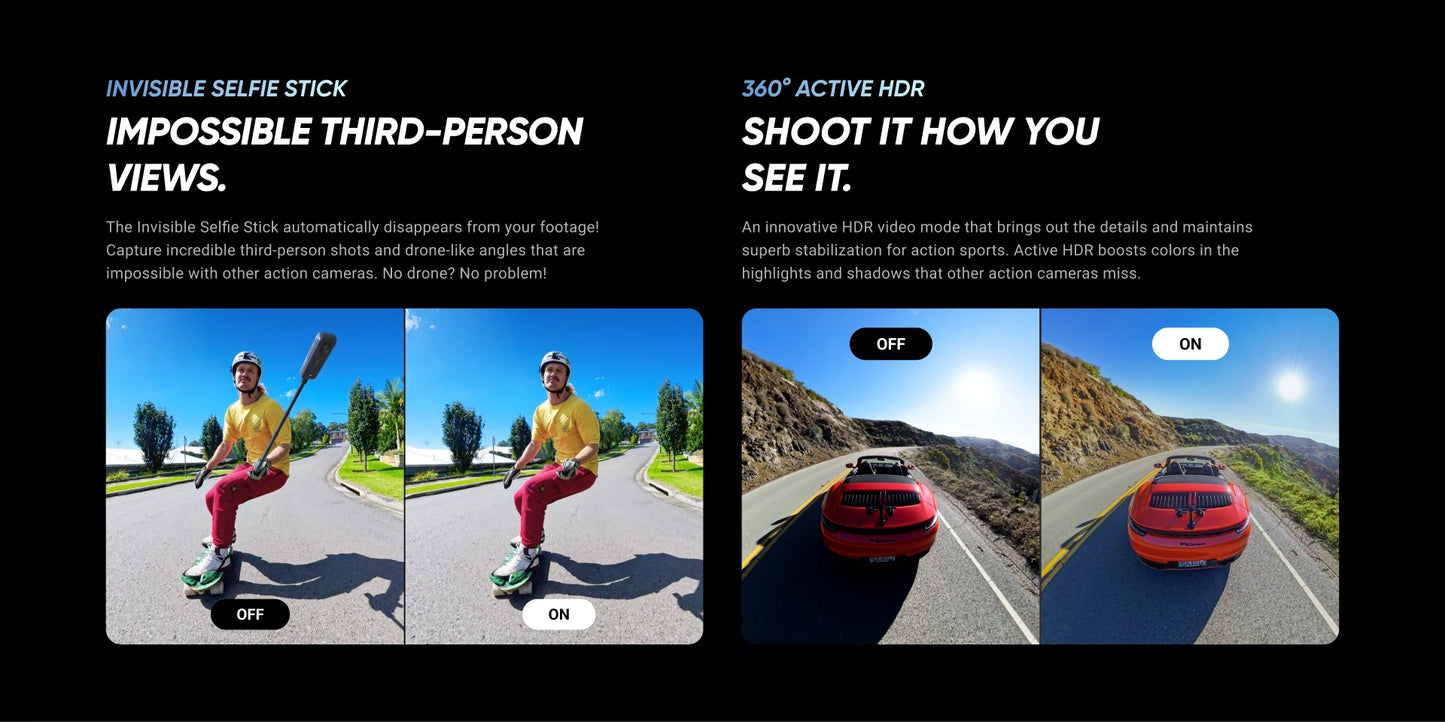 Insta360 X4 8K Waterproof 360 Action Camera – 2290mAh Battery, 2.5'' Touchscreen, 4K Wide-Angle Video