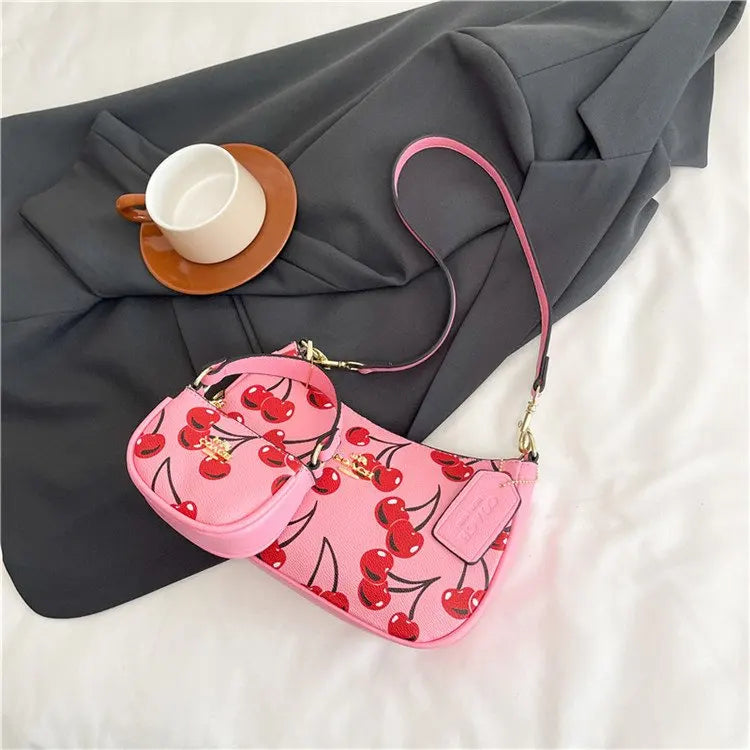 2025 Modern Vintage Cherry Crossbody Bag – Mahjong-Style Chain Shoulder & Underarm Bag, Women’s Light Luxury