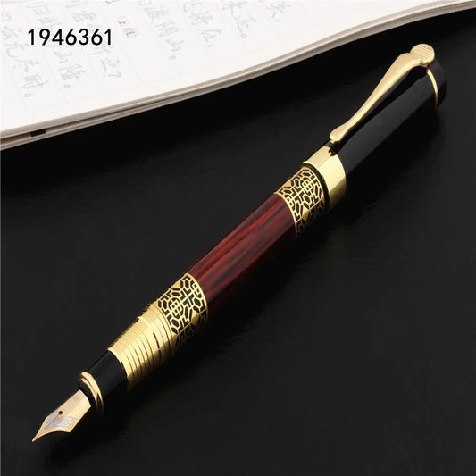 High-Quality 530 Golden Carving Mahogany Fountain Pen | Business School Student Office Supplies