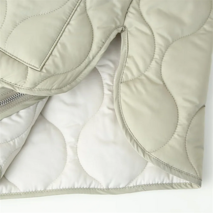 PB&ZA2024 Women's Autumn Cotton Jacket – Quilted Coat with Round Neck, Loose Fit & Pocket Decoration