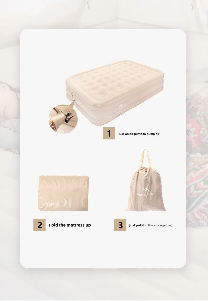 MOUNTAINHIKER 2025 Inflatable Air Mattress - PVC Glamping Camping / interior Bed Mat with Built-In Pump for 1-3 Person