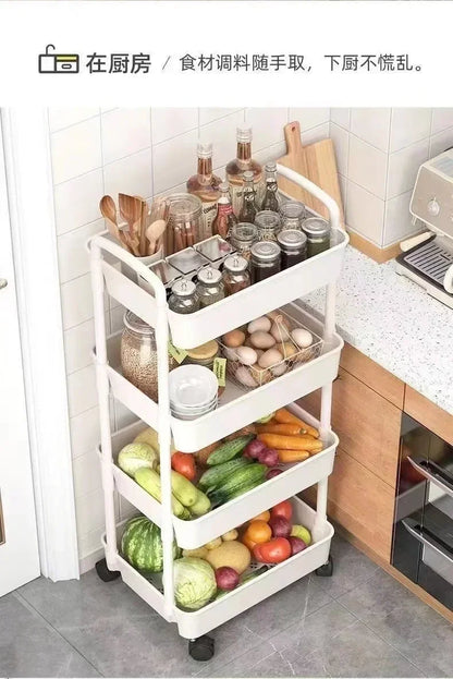 Multi-Layer Trolley Storage Rack - Mobile Organizer for Kitchen, Bedroom, and Bathroom, Ideal for Snacks and Baby Items