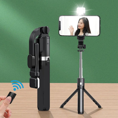 Portable Bluetooth Selfie Stick Tripod with Light & Remote | 103cm Retractable Phone Holder