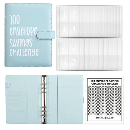 100 Envelopes Money Saving Challenge Binder – Password Lock Budget Organizer for Cash, Expense & Cost Management Notebook Binder