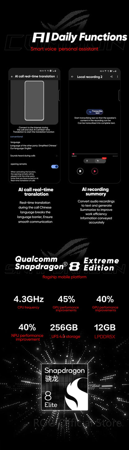 World Premiere ASUS ROG Phone 9 – Snapdragon 8 Elite 5G Smartphone, 6.78'' 185Hz AMOLED Display, 5800mAh, NFC, ROG 9 Pro