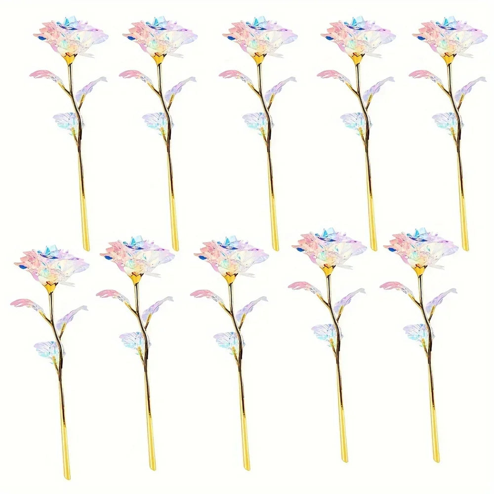 10PCS 24K Foil Plated Rose Gold Roses – Valentine’s Day, Wedding & Forever Love Decorative Gift