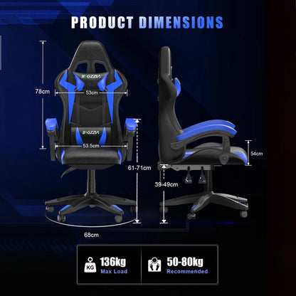 RGB Gaming Chair with LED Lights – Ergonomic PU Leather High Back Reclining Office Chair with Headrest
