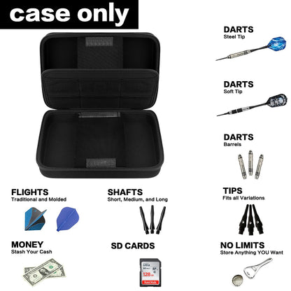 Dart Case for 16 Steel & Soft Tip Darts – Carrying Storage Organizer for Tips, Shafts, and Flights