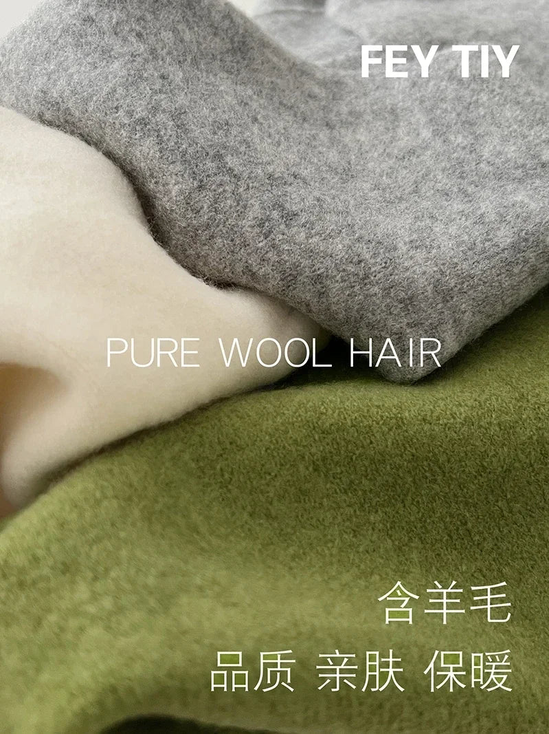 British Korean Style Wool Knitted Triangular Scarf – Multi-Functional Headscarf, Warm Knit Scarf for Women