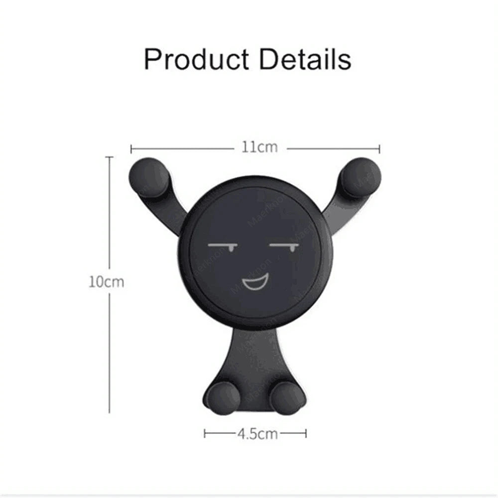 Gravity Car Phone Holder – Air Vent Clip with Smile Face Bear, Mobile Stand for iPhone, Samsung, and GPS Devices