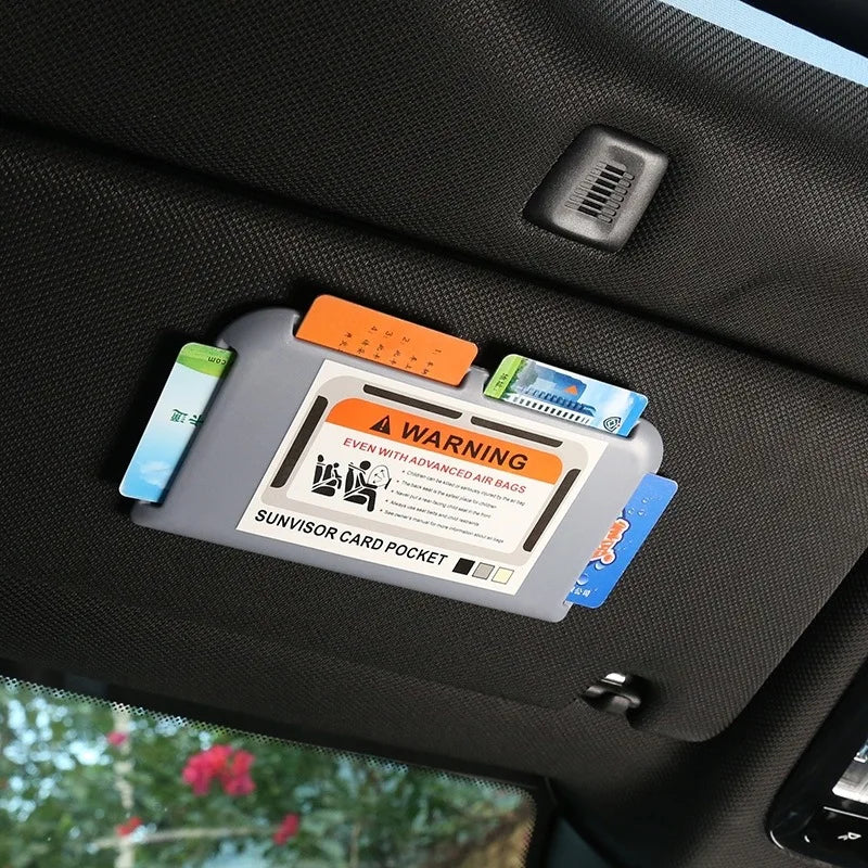 Car Sun Visor Organizer with Temporary Parking Card Holder - Dashboard Mount for Auto Interior Storage, 1Pc