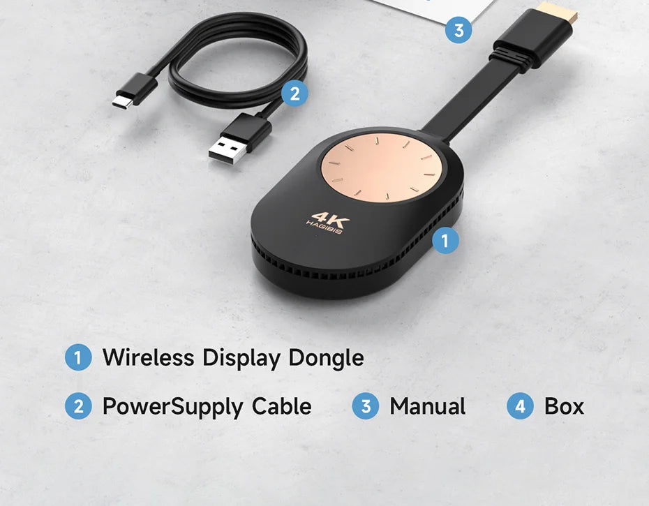 Hagibis Wireless HDMI Display Dongle Adapter – 4K@60Hz Wireless Extender for Laptop, PC, Smartphone, HDTV, Projector, IOS