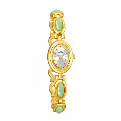 UTHAI Women's Luxury Watch – Retro Bracelet with Dongling Stone & Hotan Jade, Waterproof, Gift Chain Watch