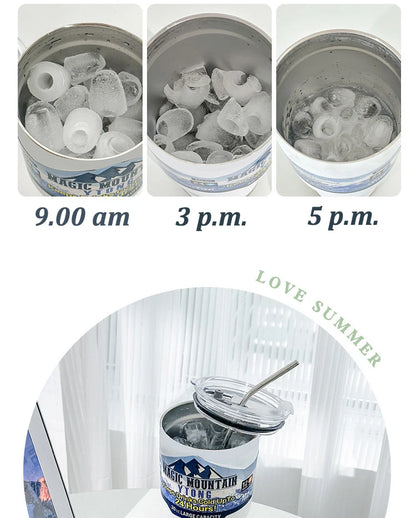 Magic Stainless Steel Thermos Cup with Straw – Vacuum Insulated Ice Coffee Travel Bottle for Car, Outdoor & Mountain Use