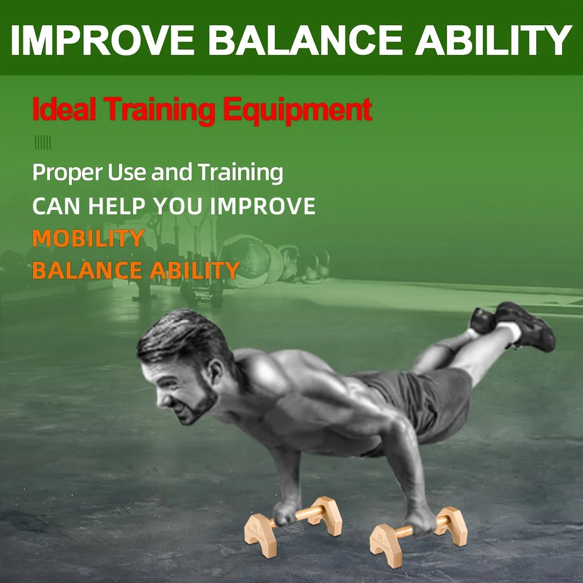 Wooden Push-Up Bar Stands: Gym Fitness Exercise Equipment for Body Building Training - Handstand Parallel Rods for Enhanced Workouts