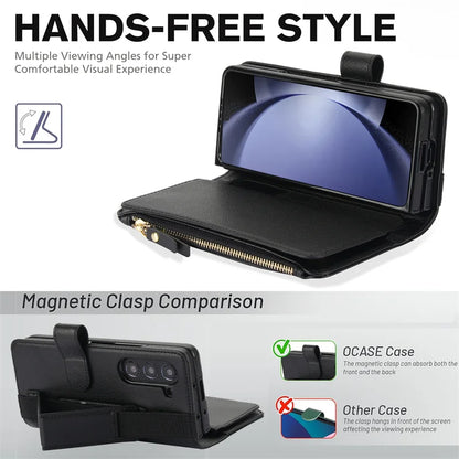 Leather Wristband Wallet Case for Samsung Galaxy Z Fold 3/4/5/6 – Shock Resistant Protective Cover