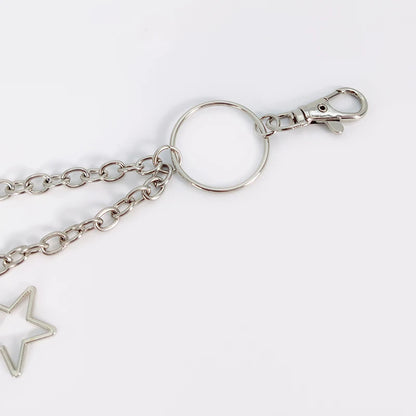 Unisex Jeans Pants Chain Belts - Punk Metal Crescent Geometric Bag Chain, Hip Hop Hipster Keychain for Men & Women