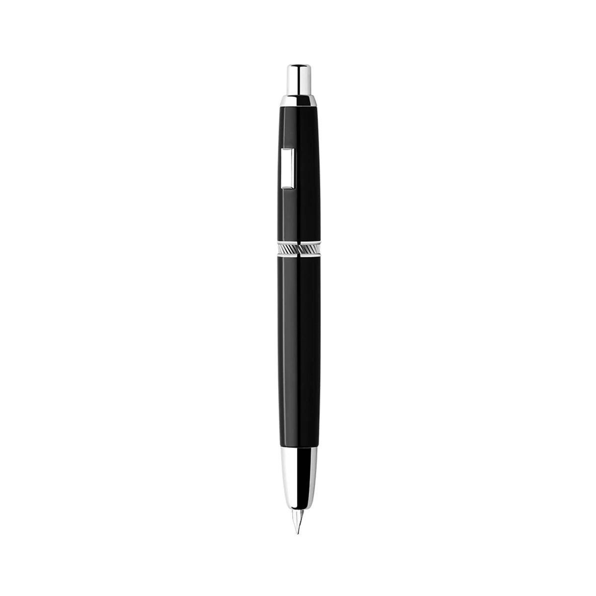 Majohn A1 Press Fountain Pen - Retractable EF Nib 0.4mm, Metal Matte Black Ink Pen with Converter, Ideal Student Gift