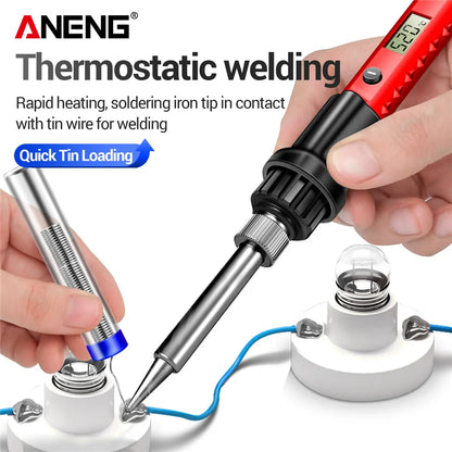 ANENG SL104/SL105 Electric Soldering Iron – Professional Digital Display, Adjustable Temperature Portable Kit for Welding & Soldering Repair