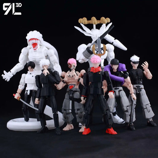 9L3D Printed Anime Action Figures — Jujutsu Kaisen Sukuna, Yuji, Yuta, Satoru Gojo Movable Mannequin Toys