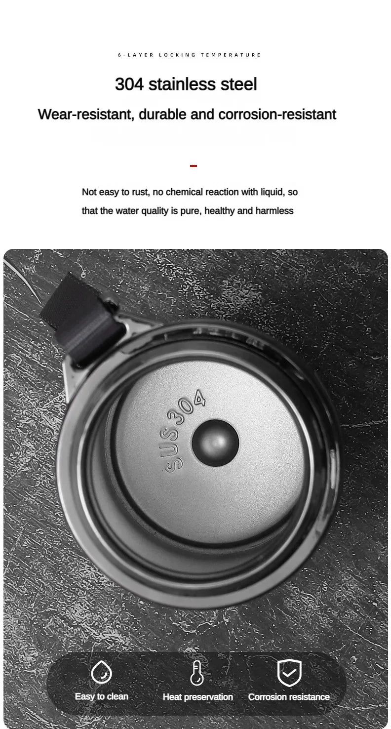 Stainless Steel Thermos Bottle 500ML-1L with LED Temperature Display - SUS304 Vacuum Flask for Tea and Water, Portable Travel Cup