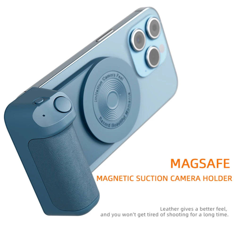 Bluetooth Magnetic Phone Grip: Camera Handle Photo Bracket - Anti-shake Selfie Device for Android & Apple, Magsafe Wireless Charging