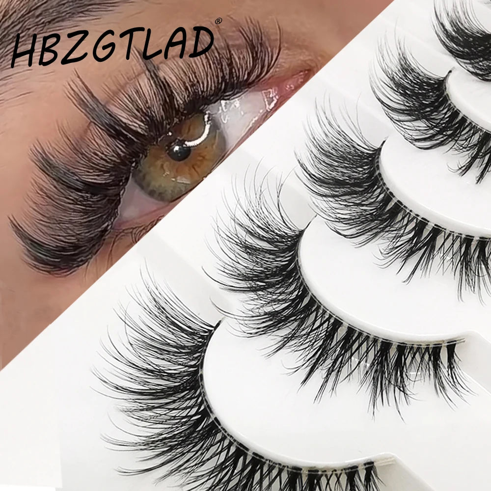 HBZGTLAD 7 Pairs Cat Eye Faux Mink Lashes – Clear Band, Wispy & Natural Full Strip Eyelashes