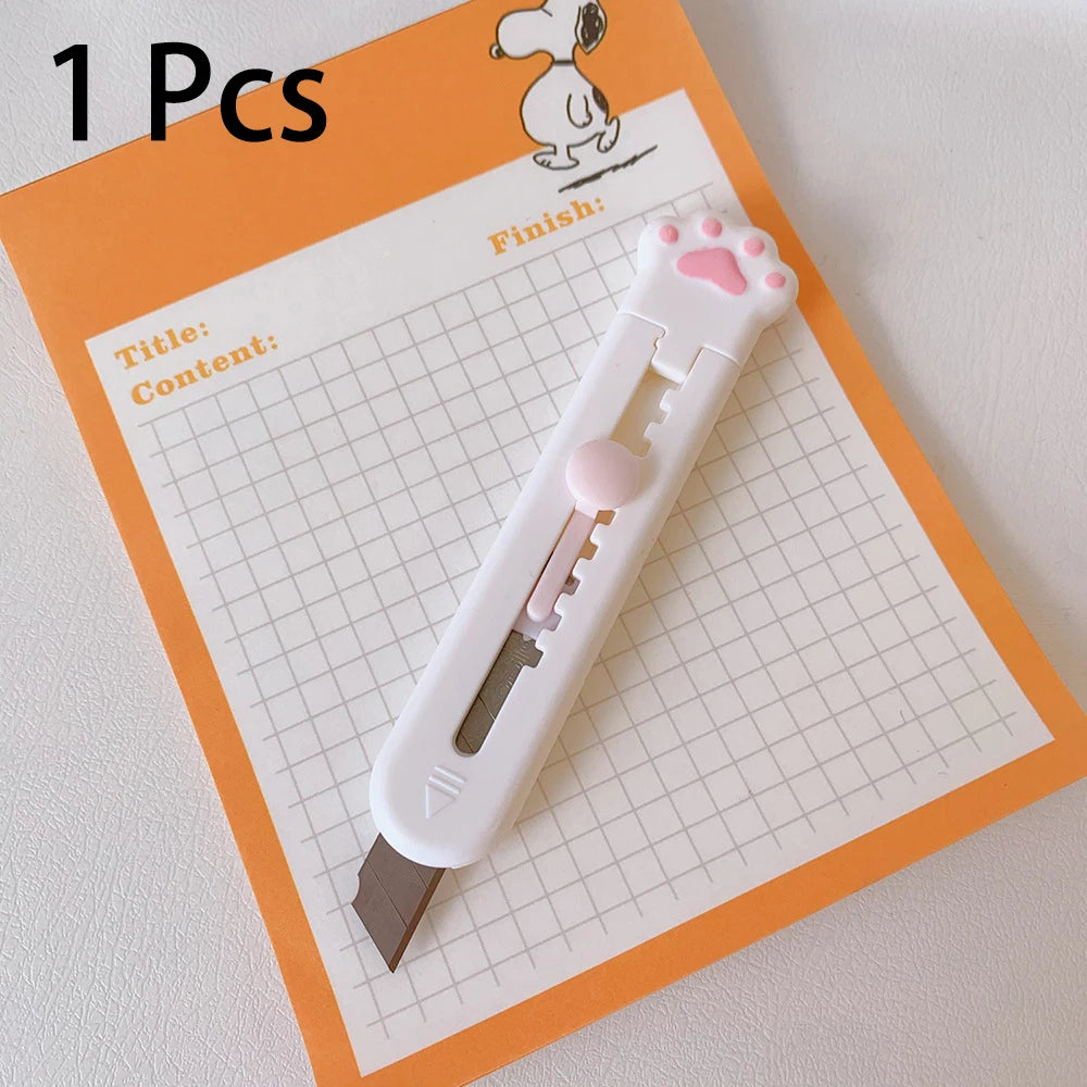 Kawaii Mini Pocket Cat Paw Utility Knife - Paper Cutter, Craft Wrapping, Refillable Blade Stationery, Big Sale