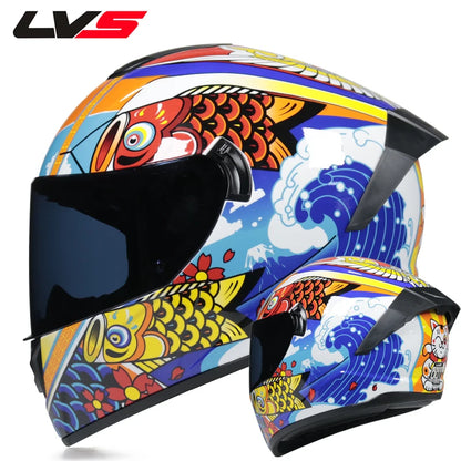 Full-Face Motorcycle Helmet — Winter Warm Double Visor Racing & Sports Motorbike Helmet
