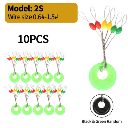 60pcs Rubber Space Bean Fishing Stoppers – 10-Group Oval Float Stopper Set for Carp & Fly Fishing